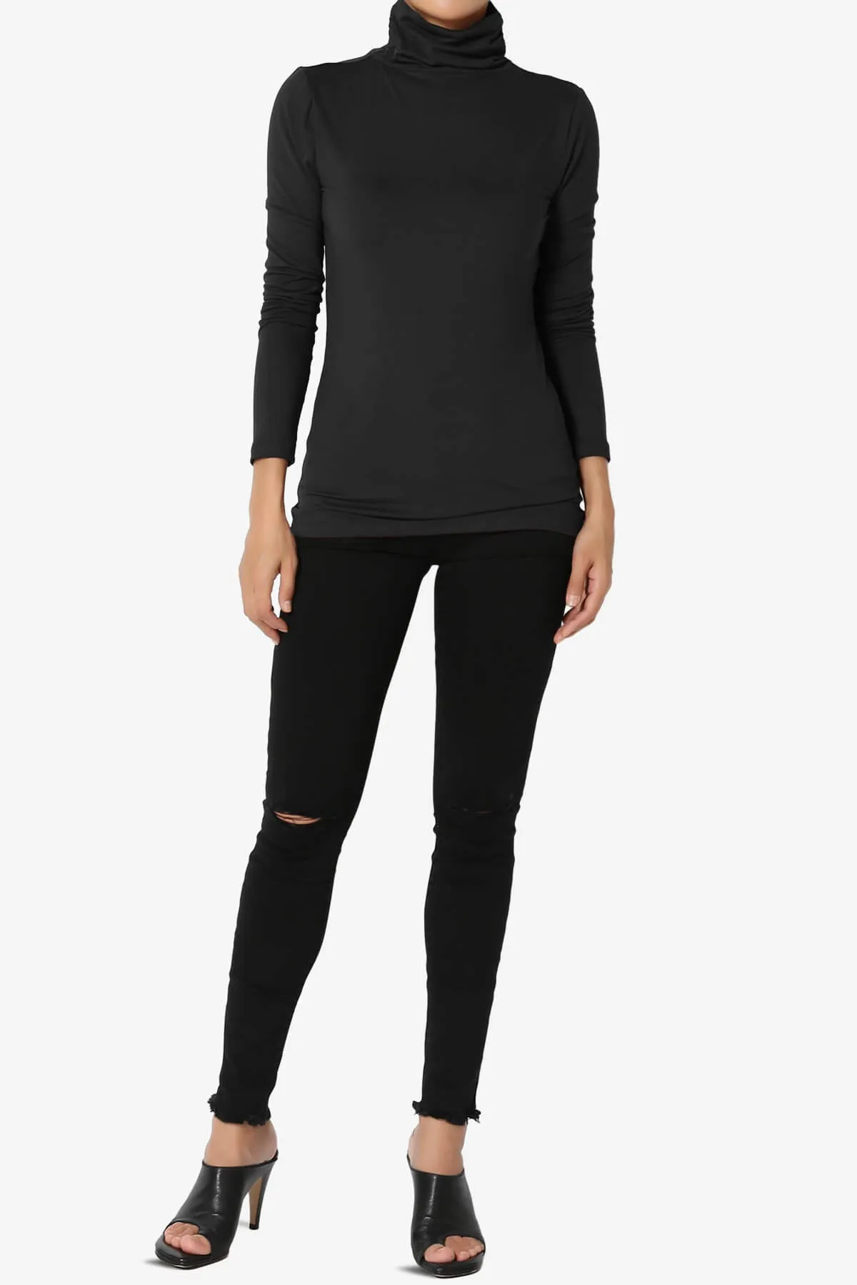 Viable Ruched Turtle Neck Long Sleeve Top