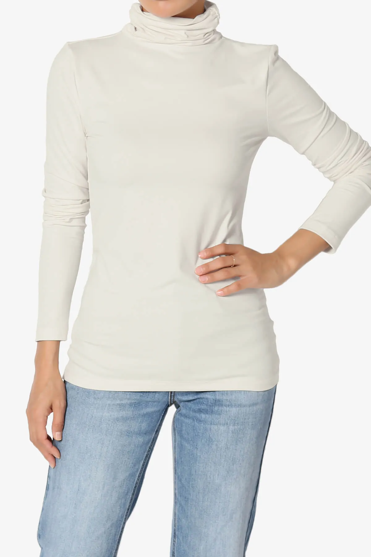 Viable Ruched Turtle Neck Long Sleeve Top