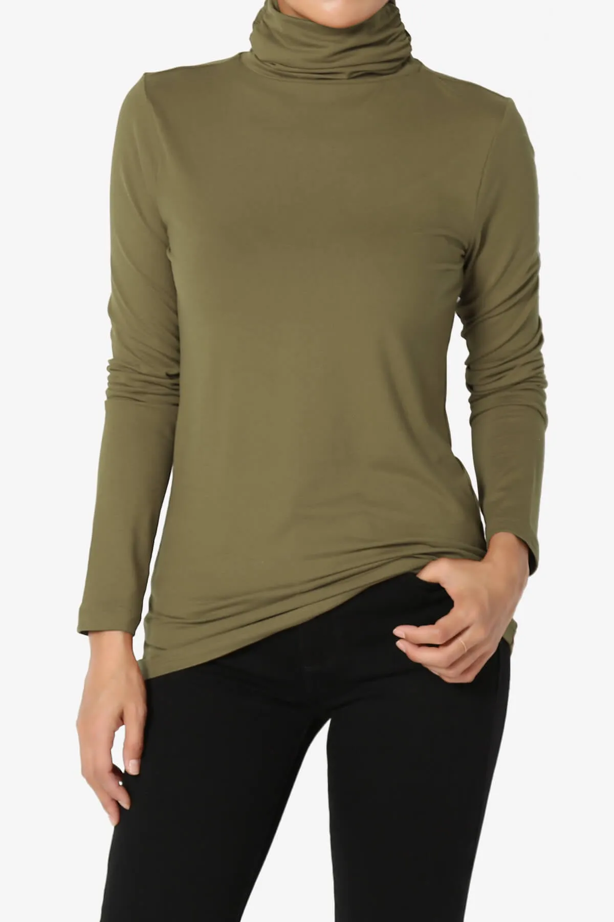 Viable Ruched Turtle Neck Long Sleeve Top