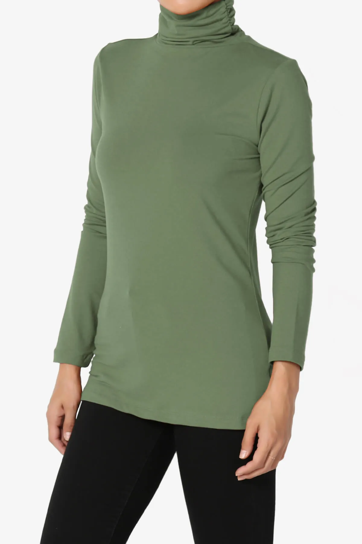 Viable Ruched Turtle Neck Long Sleeve Top
