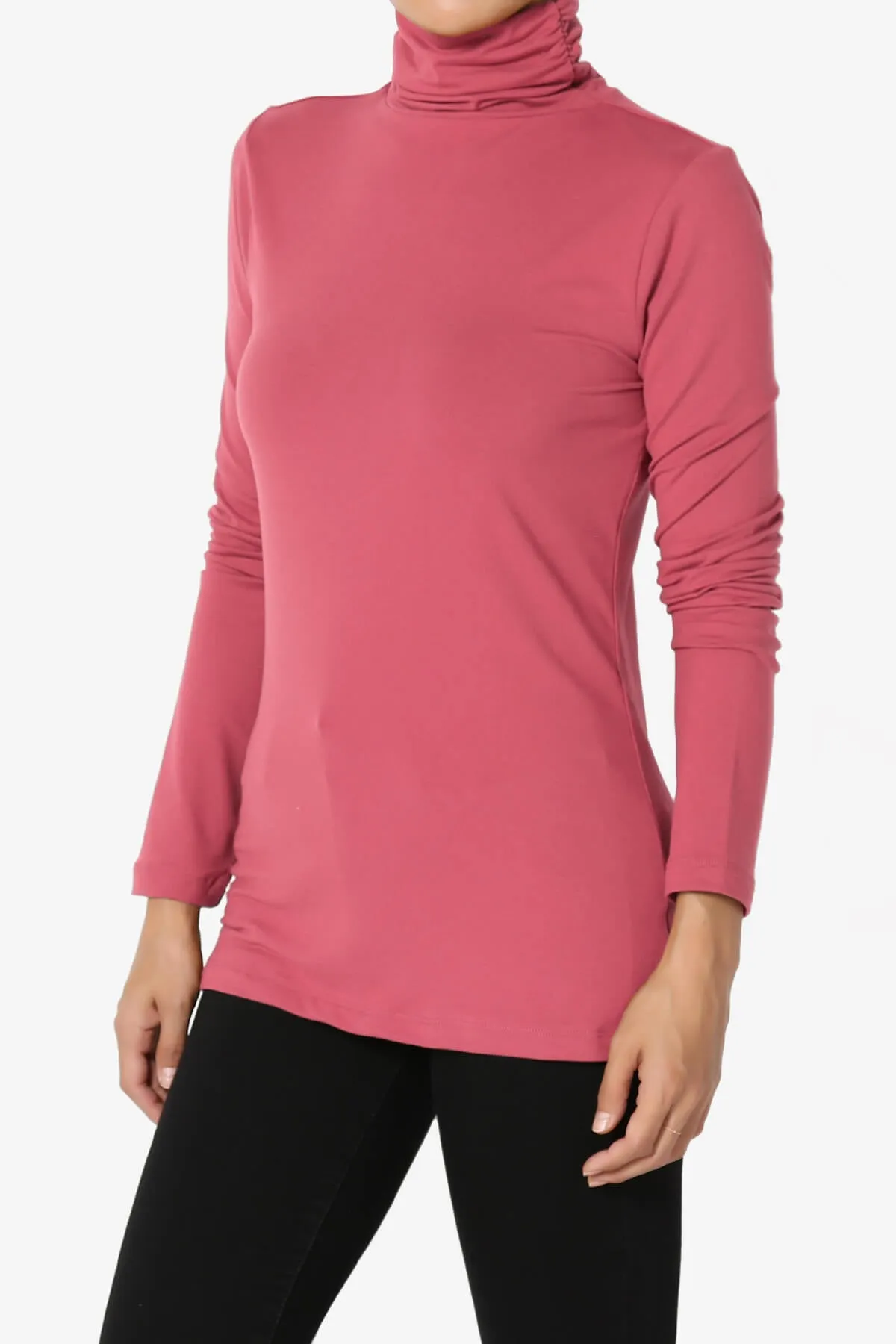 Viable Ruched Turtle Neck Long Sleeve Top
