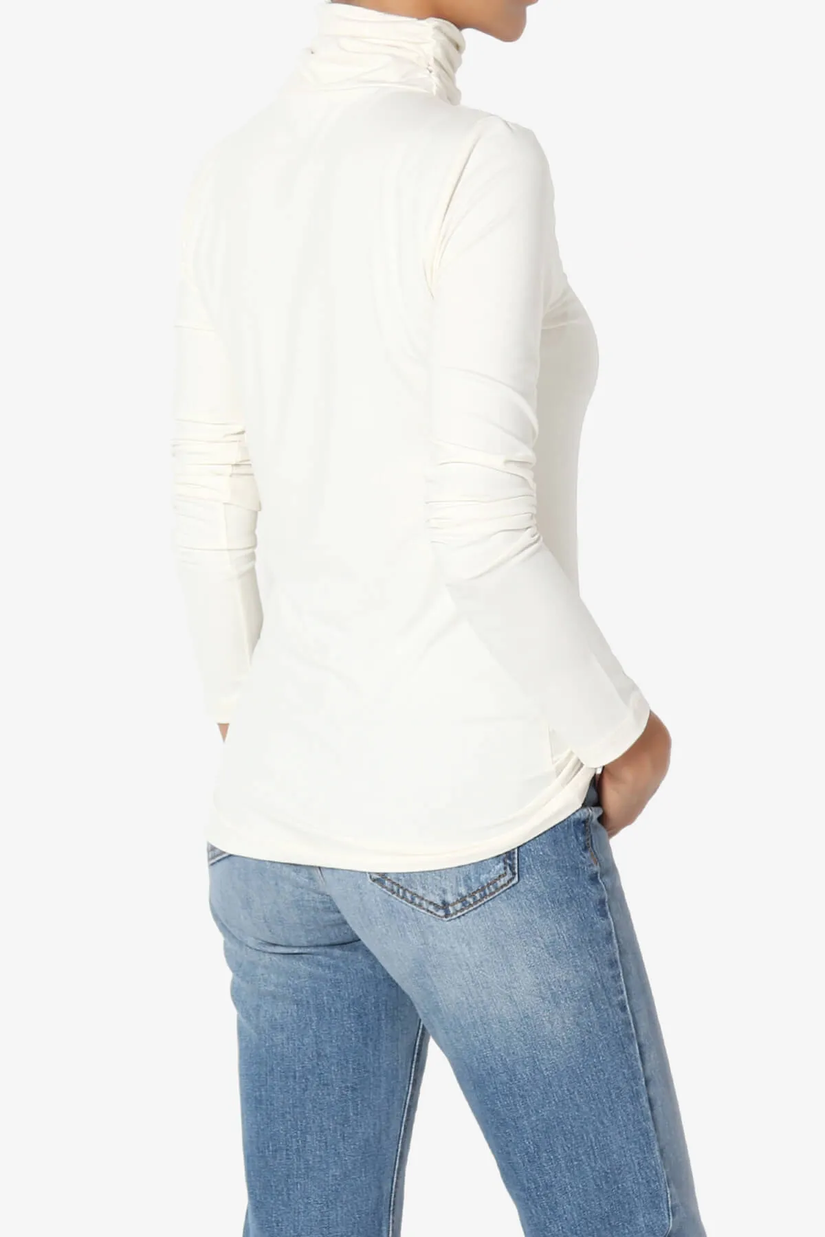 Viable Ruched Turtle Neck Long Sleeve Top