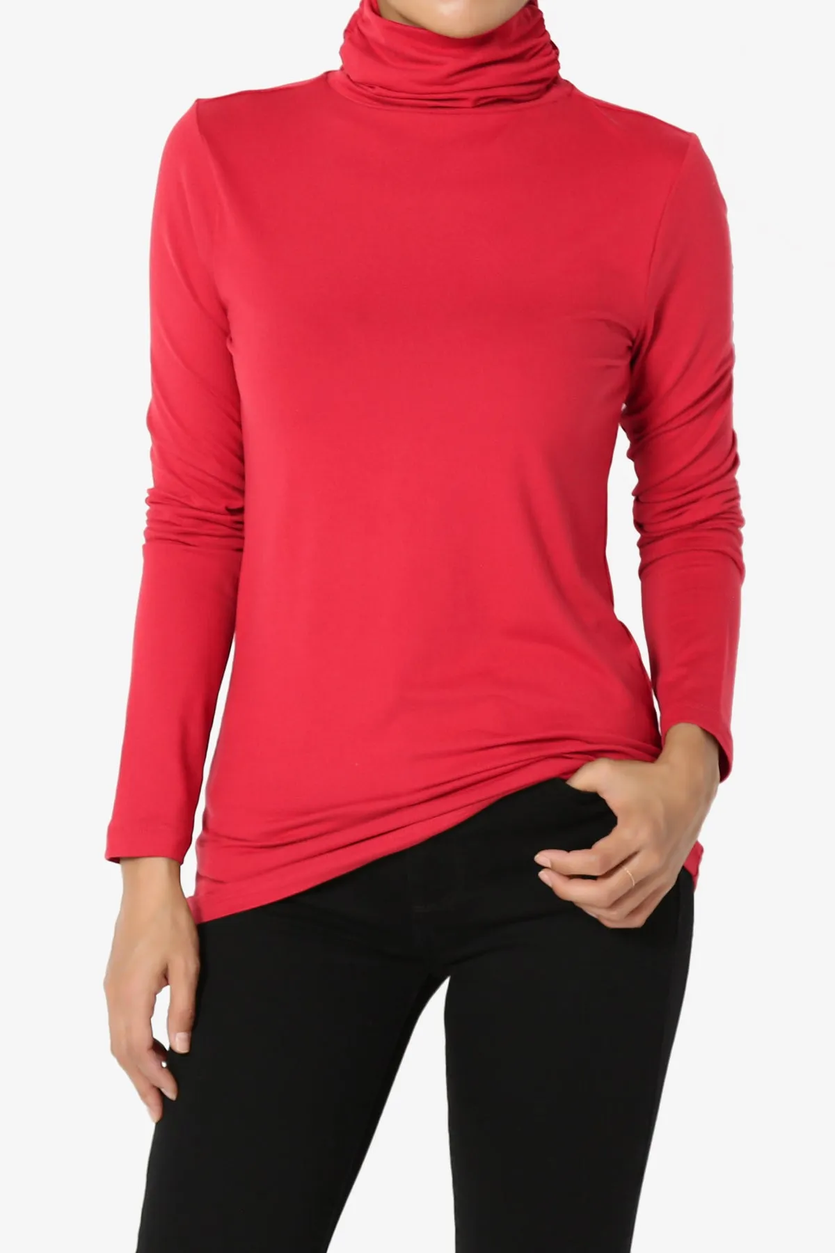 Viable Ruched Turtle Neck Long Sleeve Top