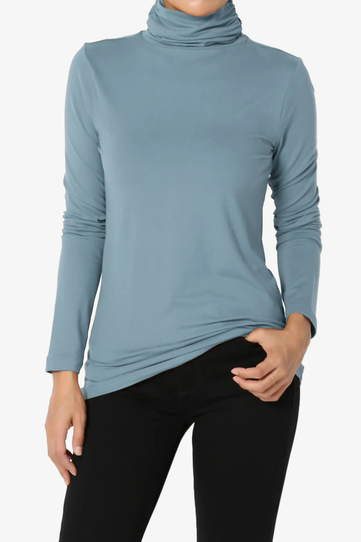 Viable Ruched Turtle Neck Long Sleeve Top