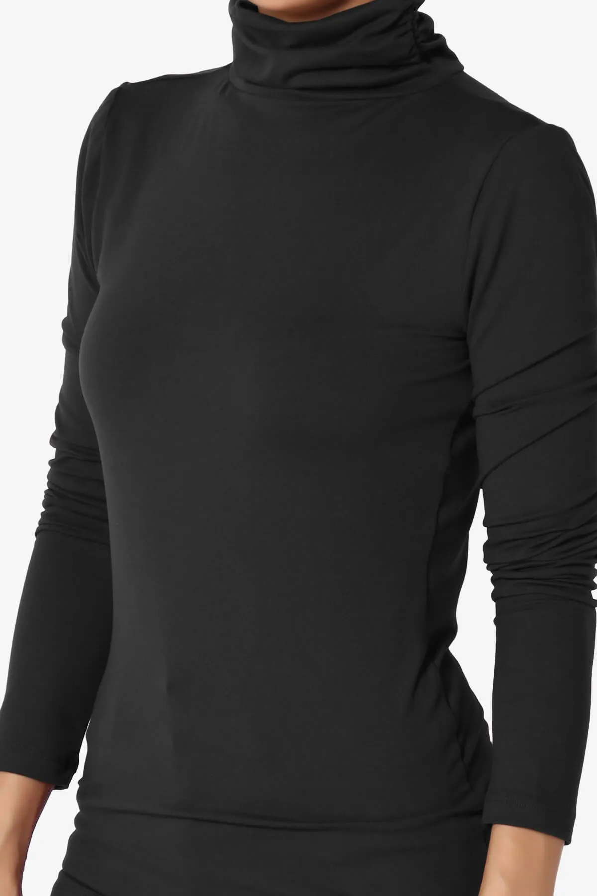 Viable Ruched Turtle Neck Long Sleeve Top