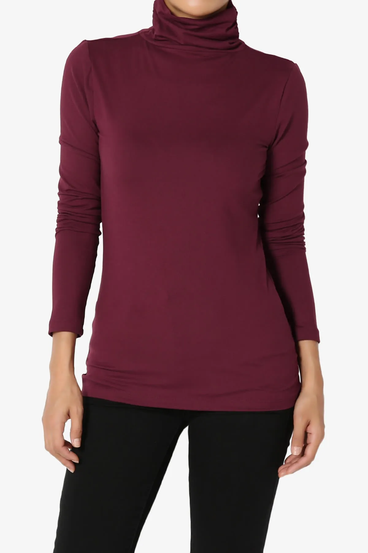 Viable Ruched Turtle Neck Long Sleeve Top