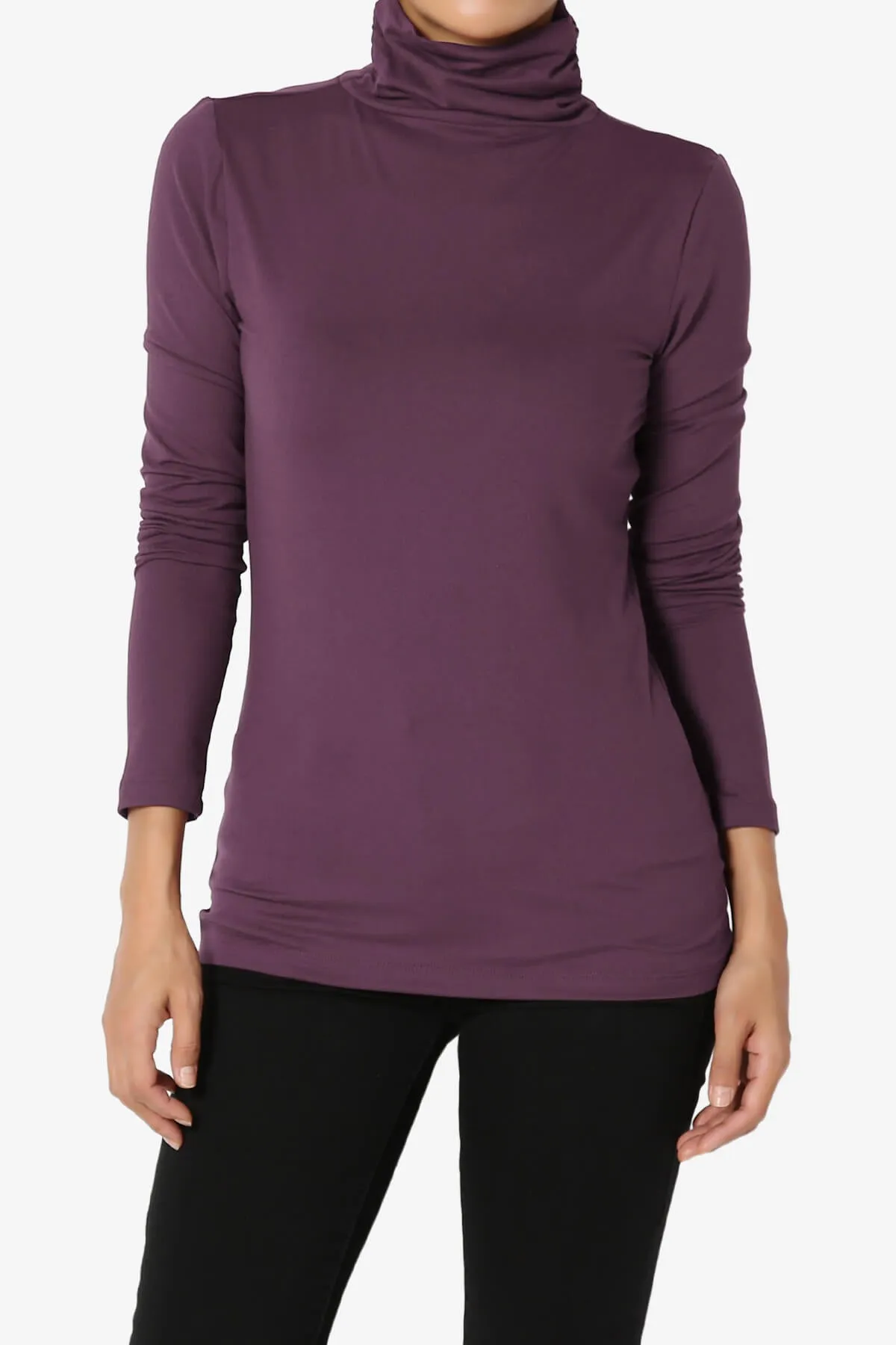 Viable Ruched Turtle Neck Long Sleeve Top