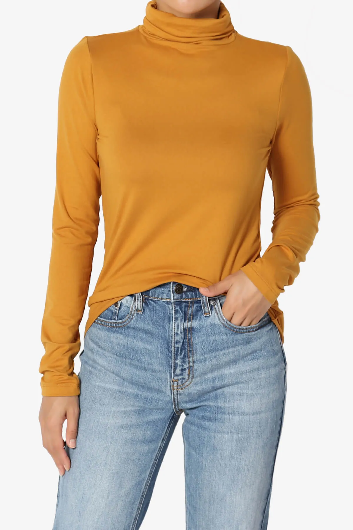 Viable Ruched Turtle Neck Long Sleeve Top