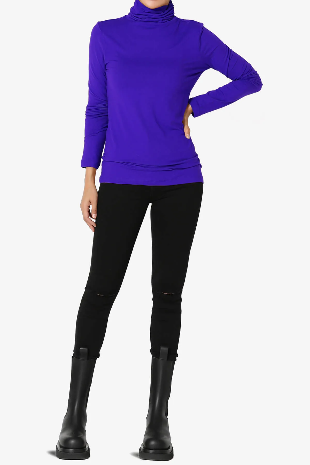 Viable Ruched Turtle Neck Long Sleeve Top