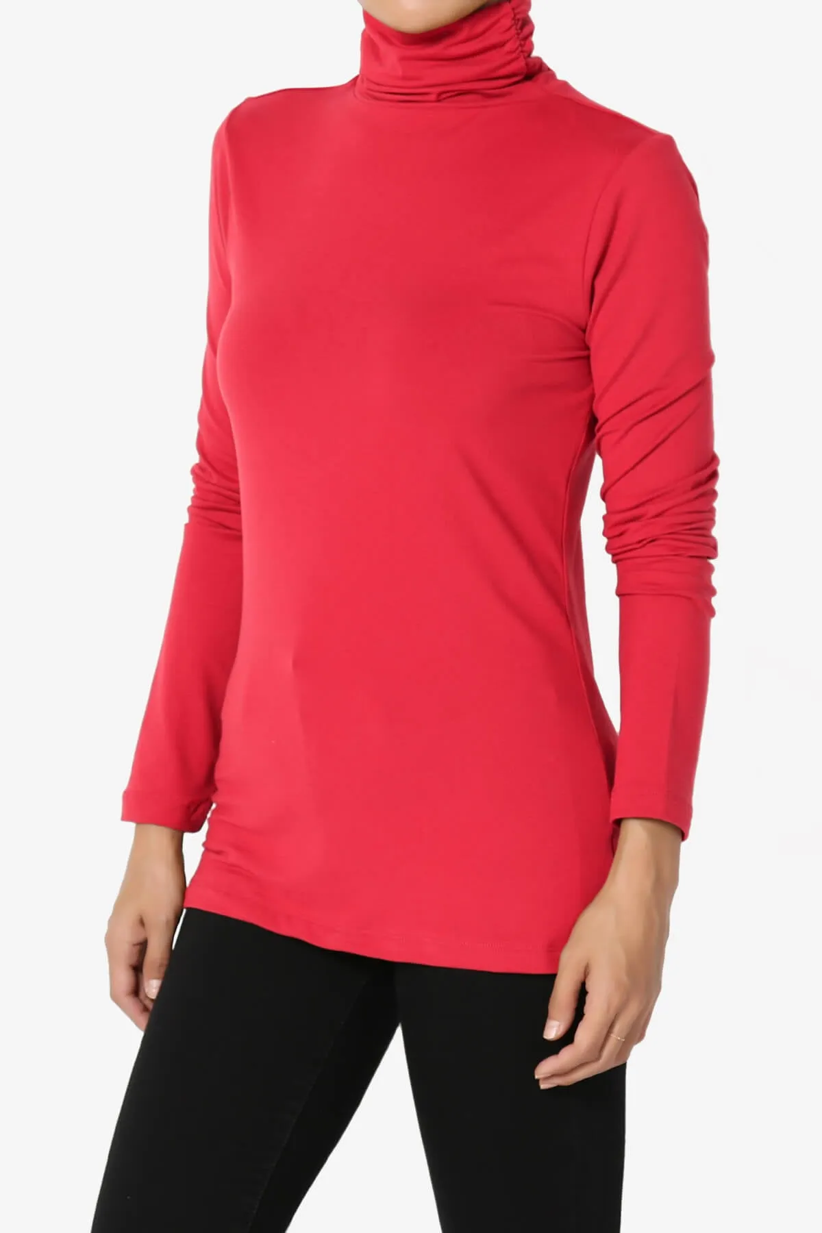 Viable Ruched Turtle Neck Long Sleeve Top