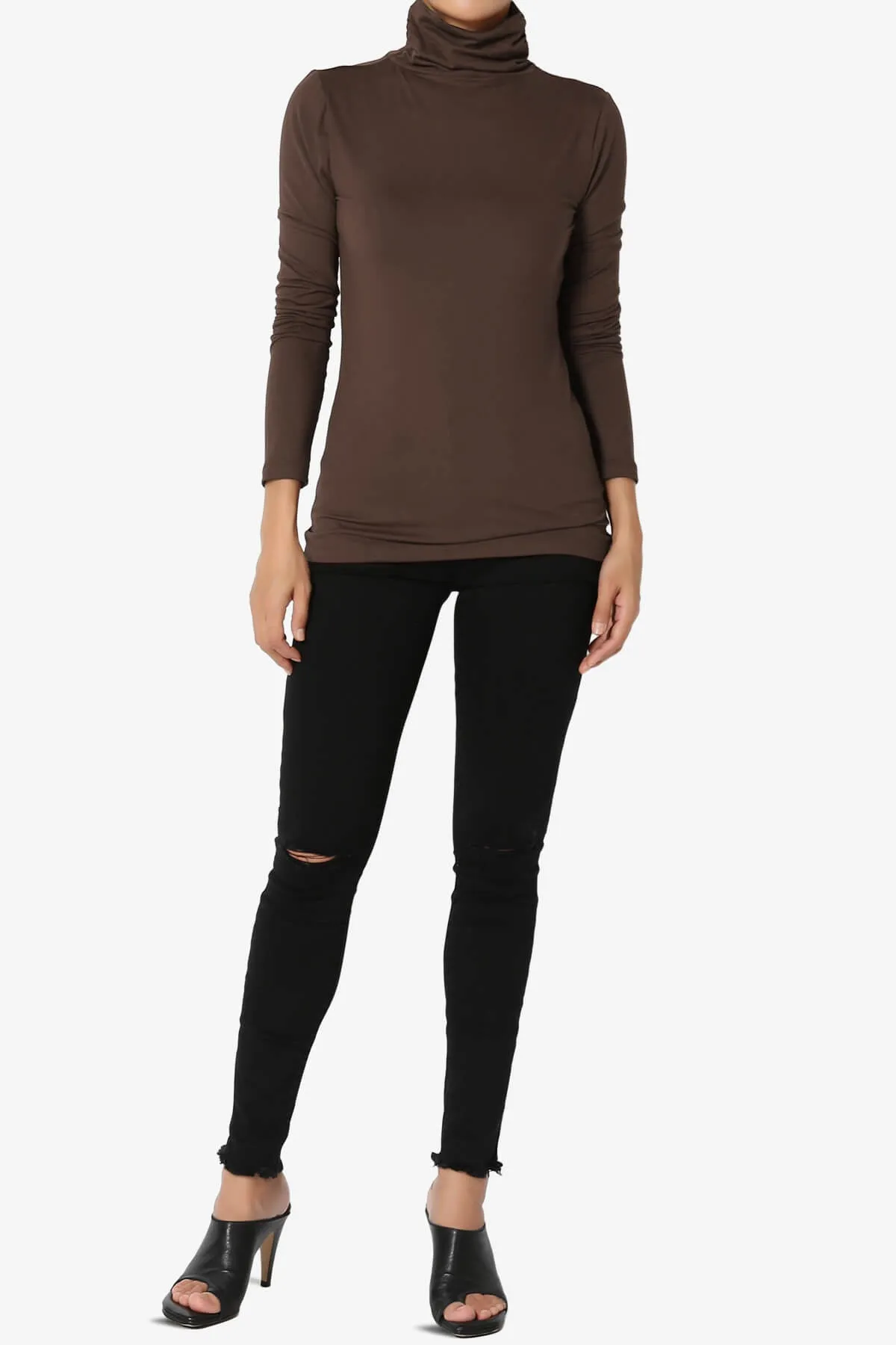 Viable Ruched Turtle Neck Long Sleeve Top