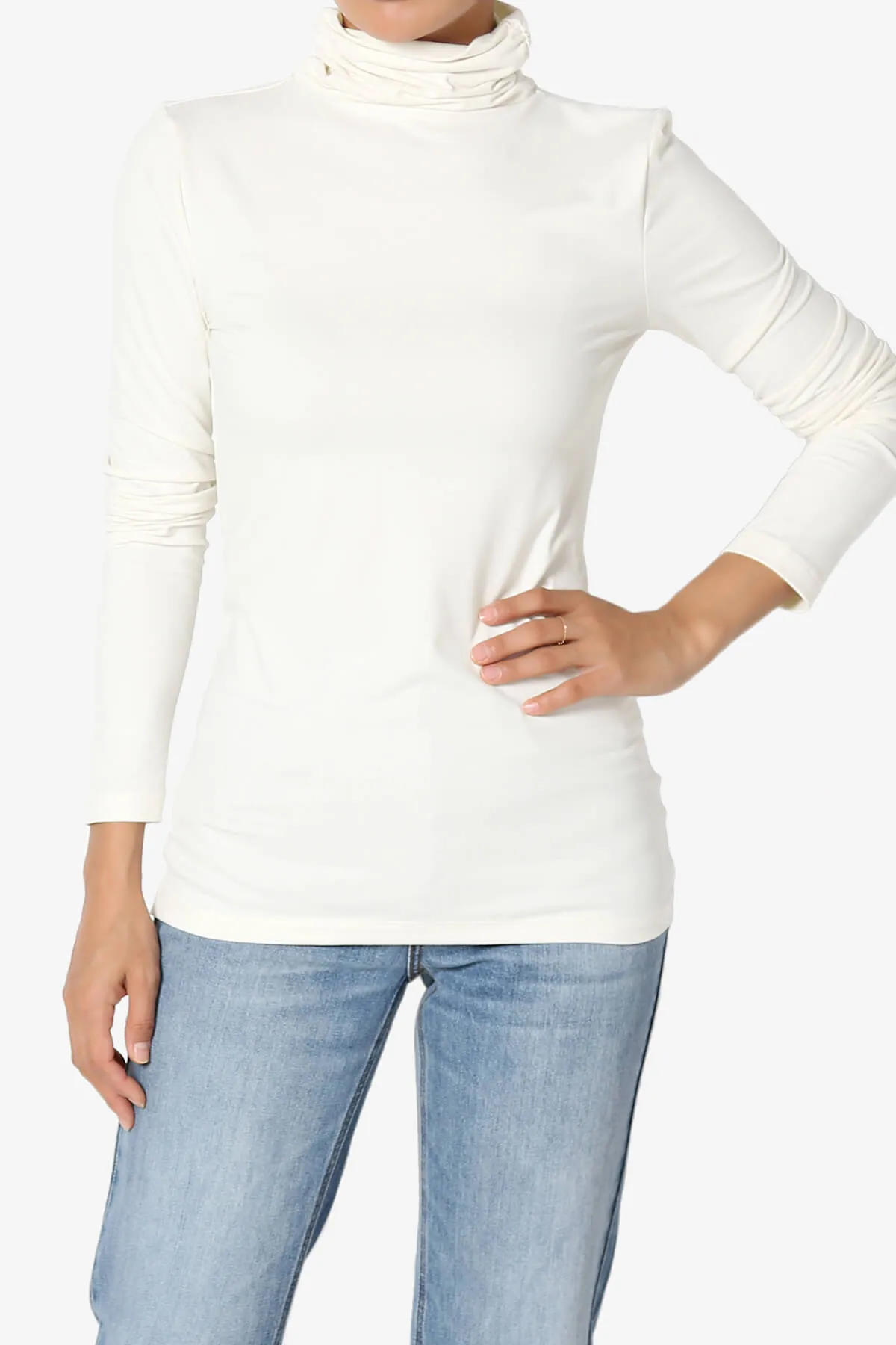Viable Ruched Turtle Neck Long Sleeve Top
