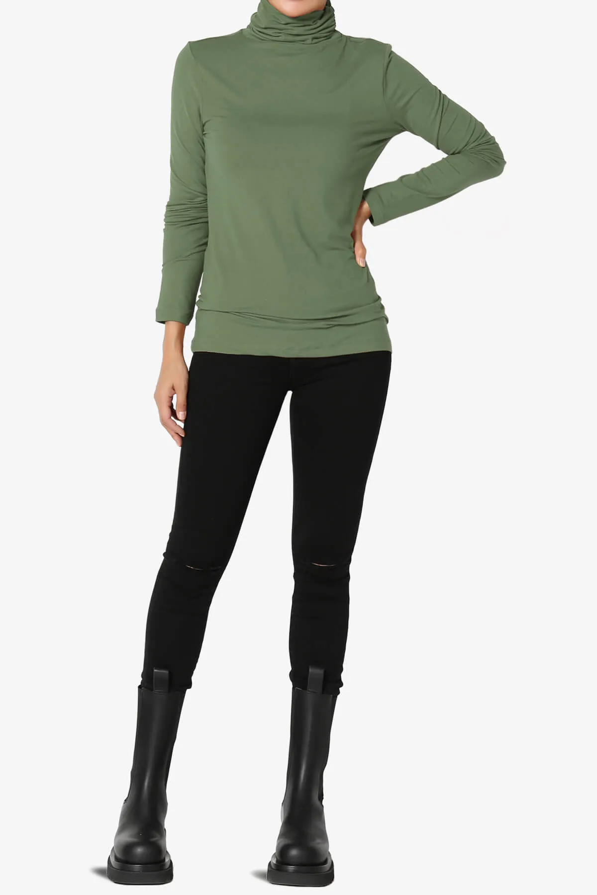 Viable Ruched Turtle Neck Long Sleeve Top