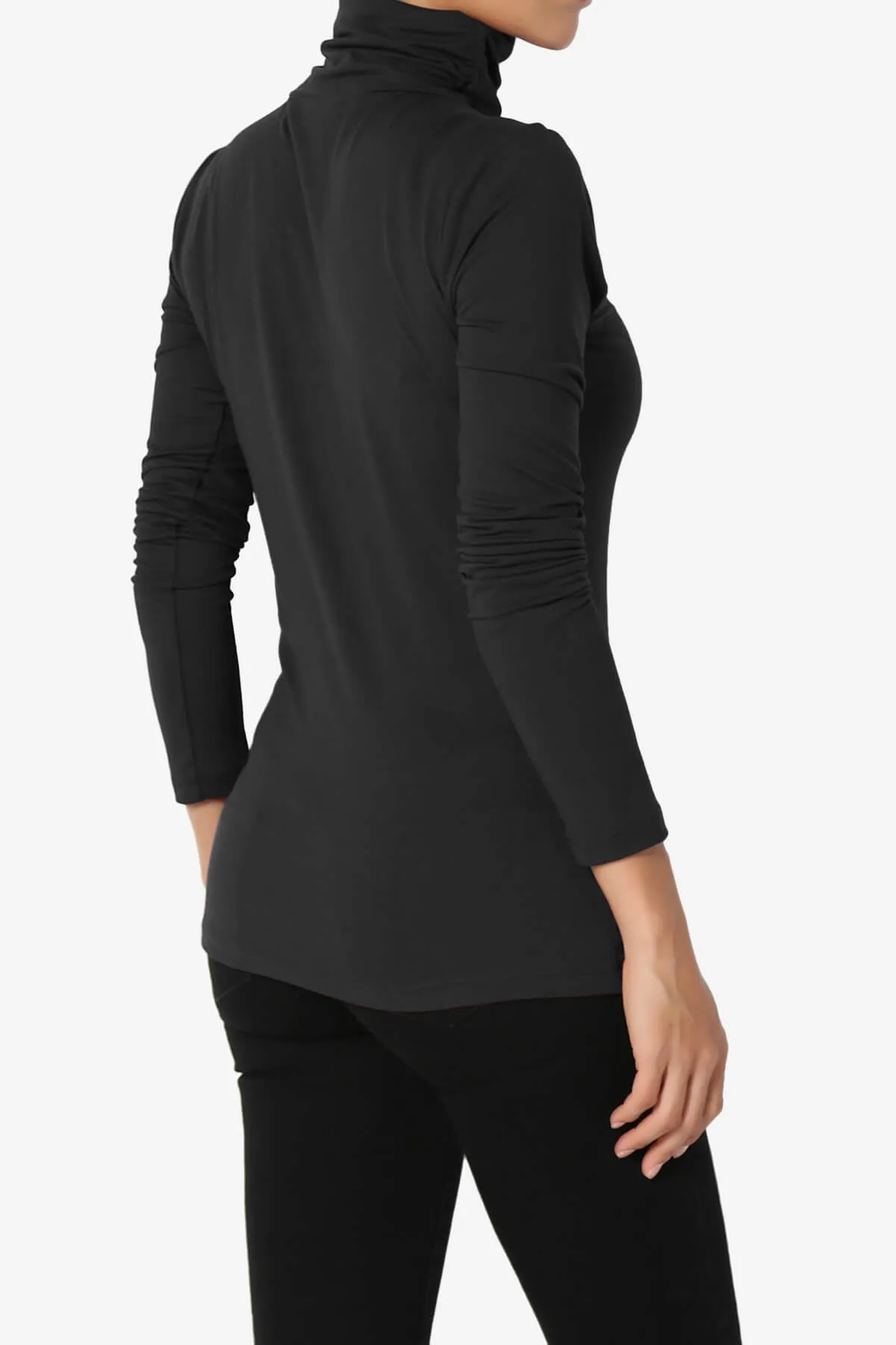 Viable Ruched Turtle Neck Long Sleeve Top