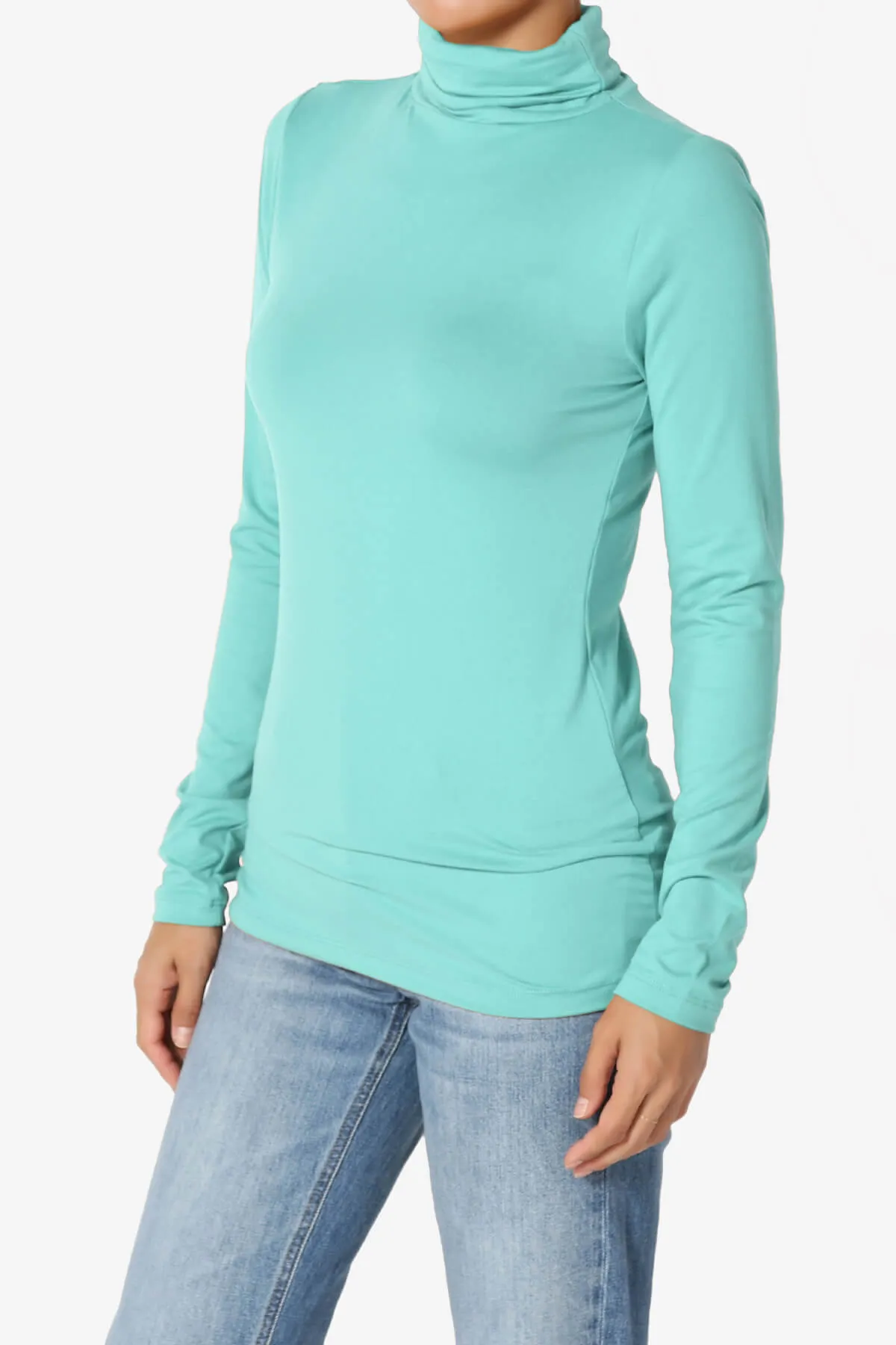 Viable Ruched Turtle Neck Long Sleeve Top