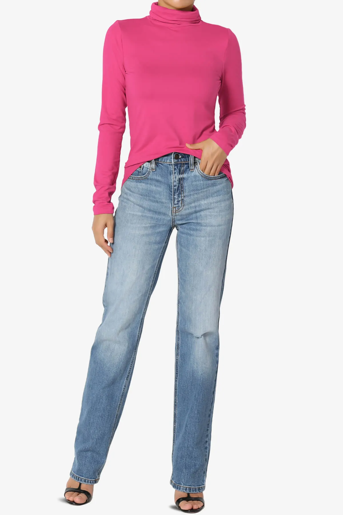 Viable Ruched Turtle Neck Long Sleeve Top