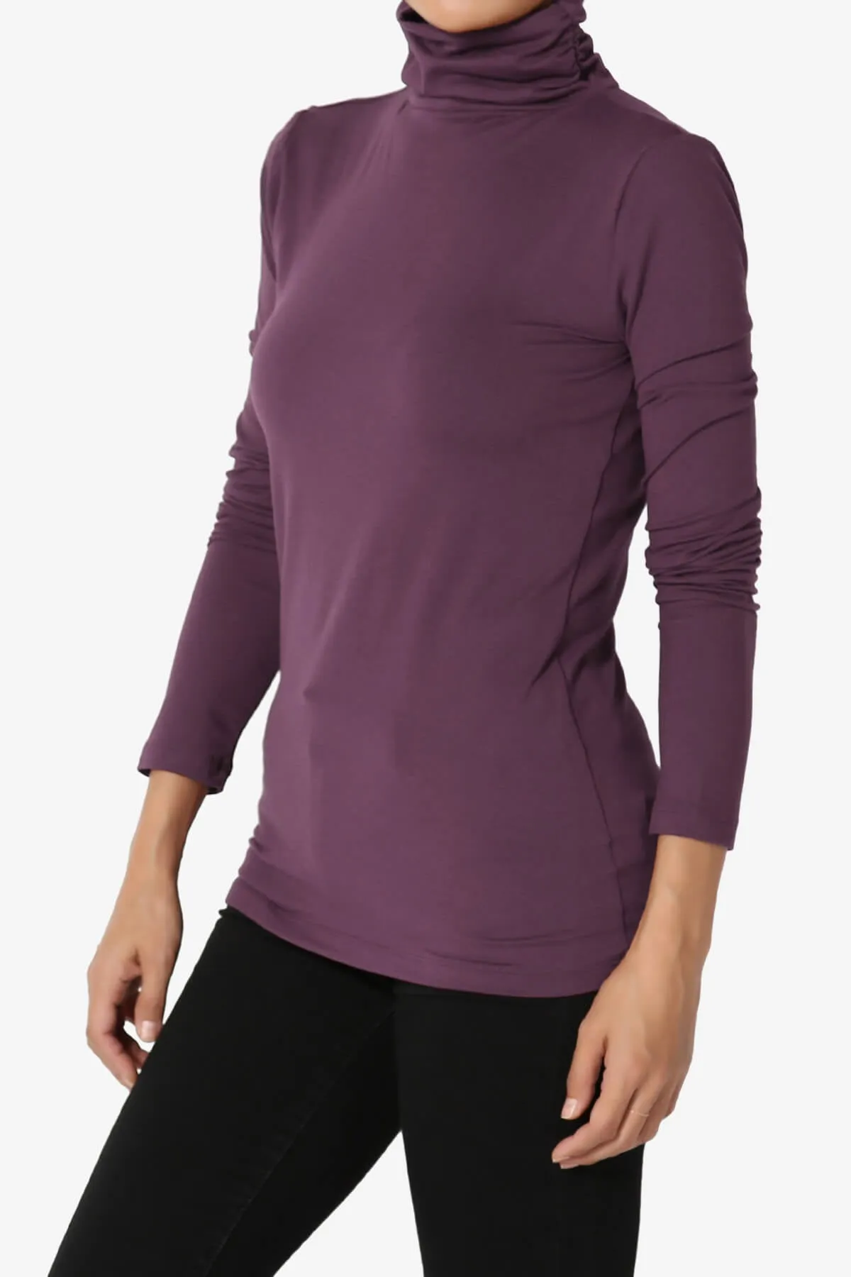 Viable Ruched Turtle Neck Long Sleeve Top