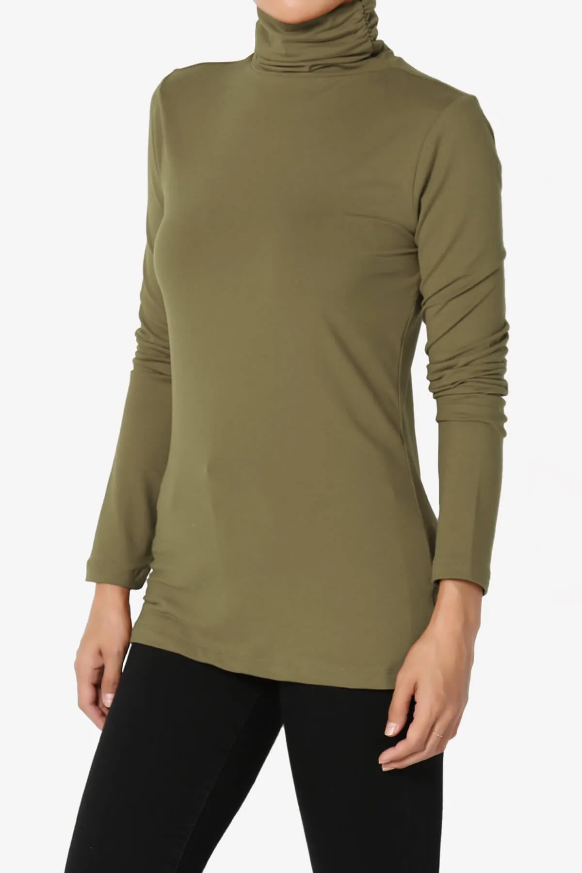 Viable Ruched Turtle Neck Long Sleeve Top