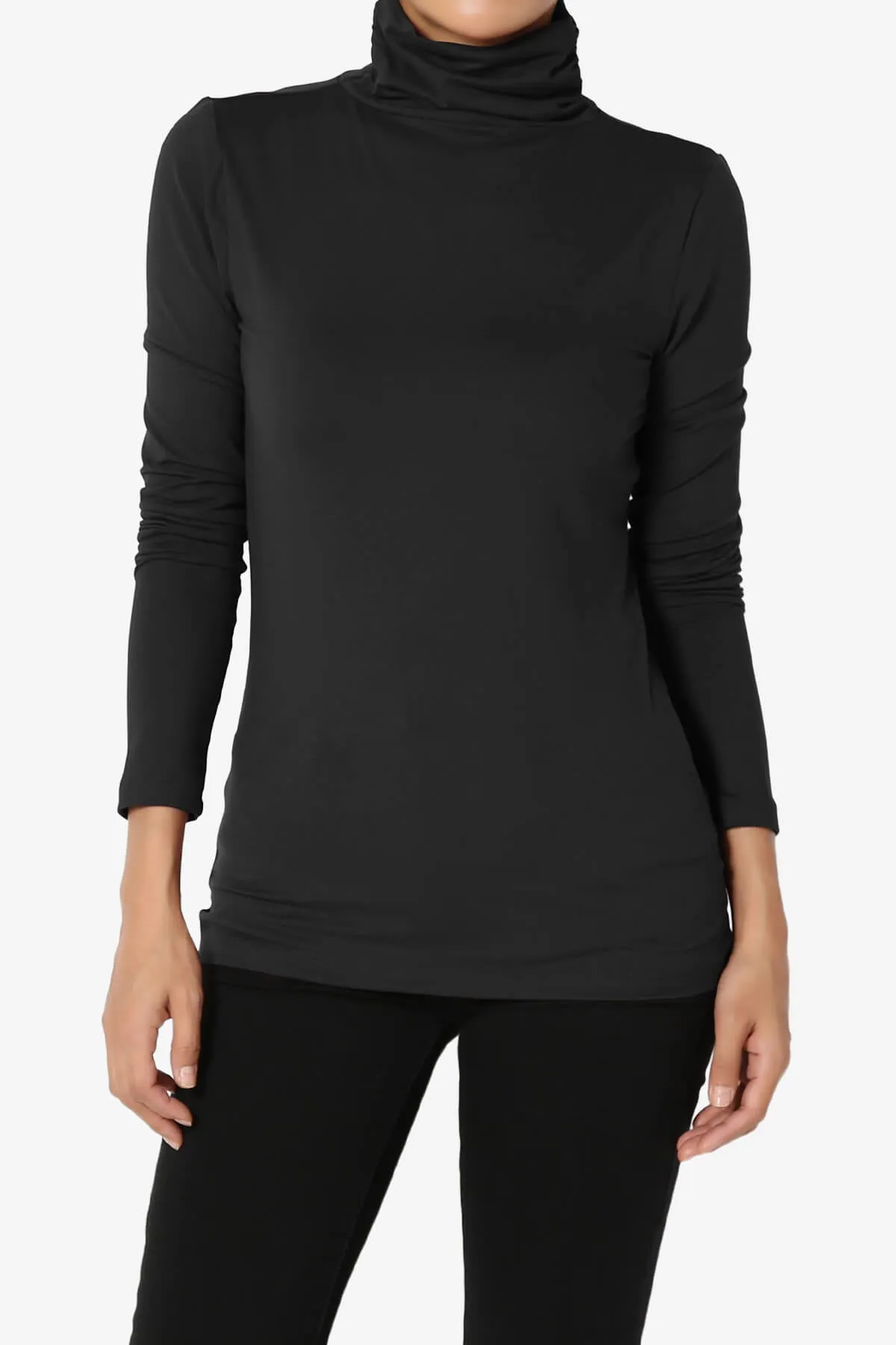 Viable Ruched Turtle Neck Long Sleeve Top