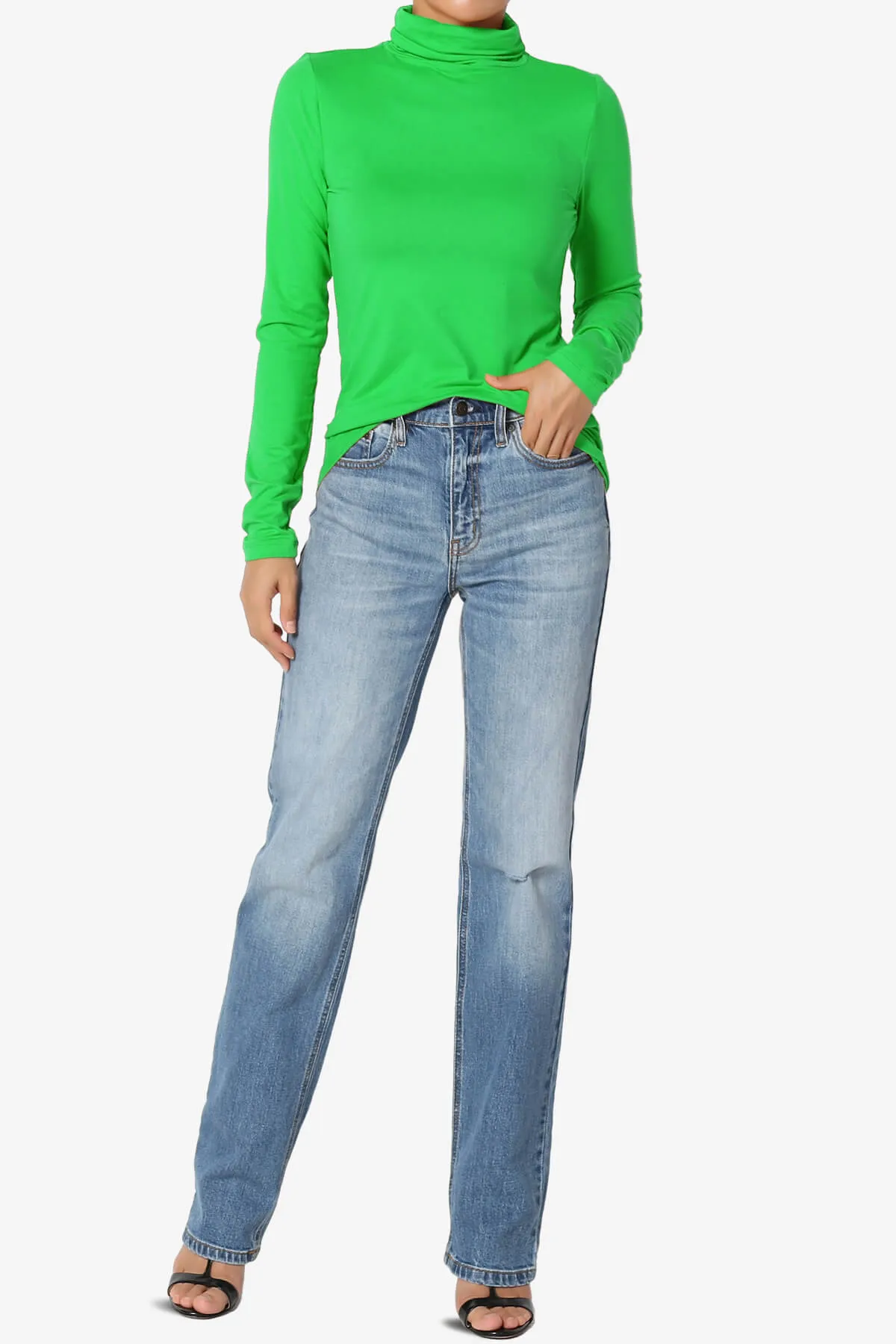 Viable Ruched Turtle Neck Long Sleeve Top