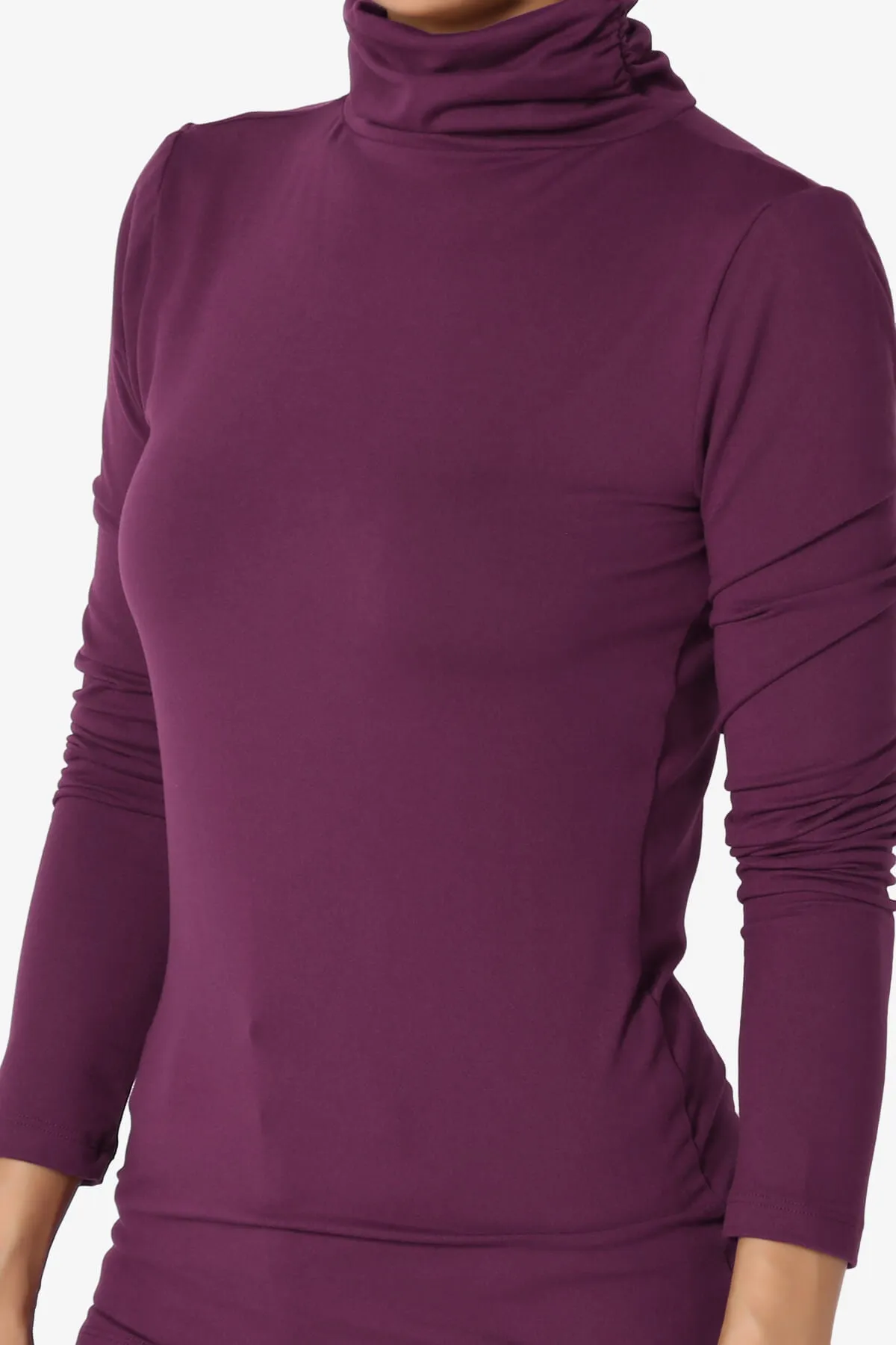 Viable Ruched Turtle Neck Long Sleeve Top