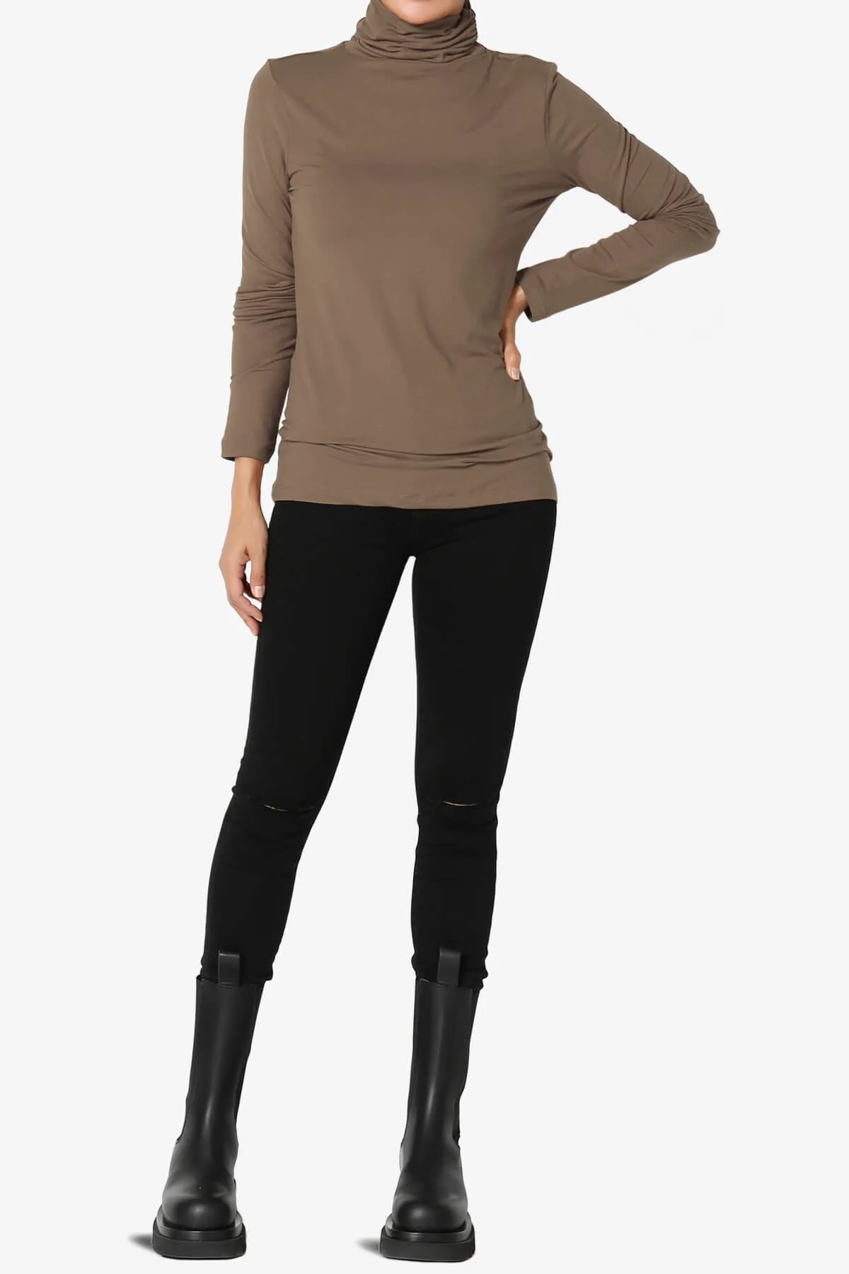 Viable Ruched Turtle Neck Long Sleeve Top
