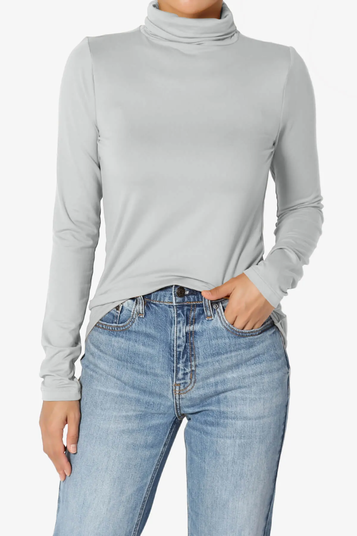 Viable Ruched Turtle Neck Long Sleeve Top