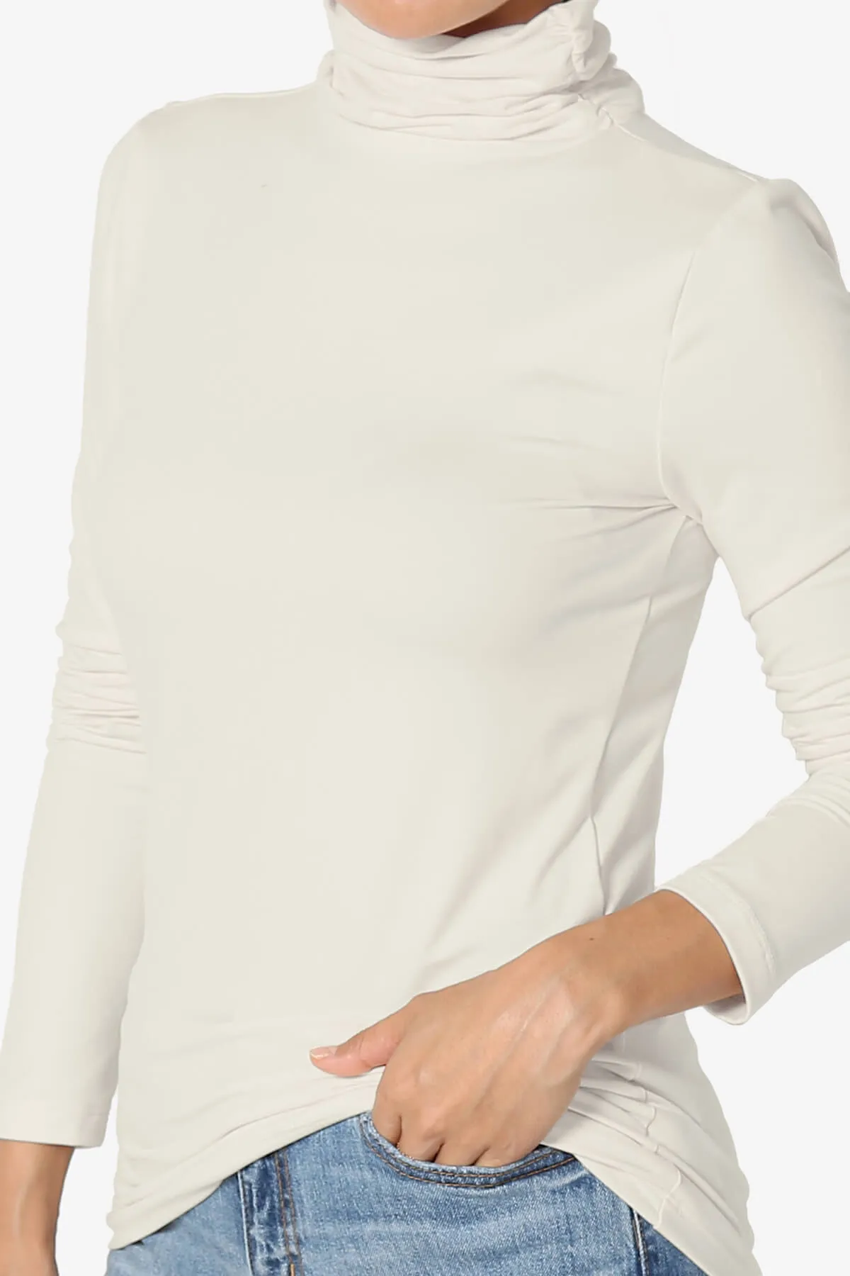 Viable Ruched Turtle Neck Long Sleeve Top