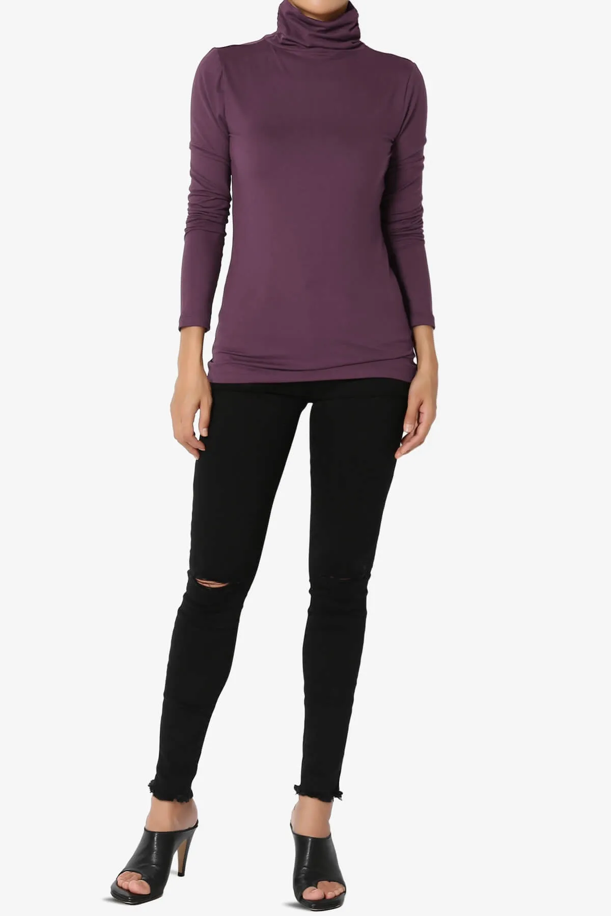 Viable Ruched Turtle Neck Long Sleeve Top