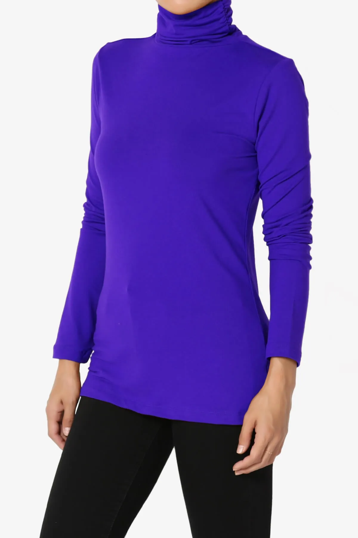 Viable Ruched Turtle Neck Long Sleeve Top