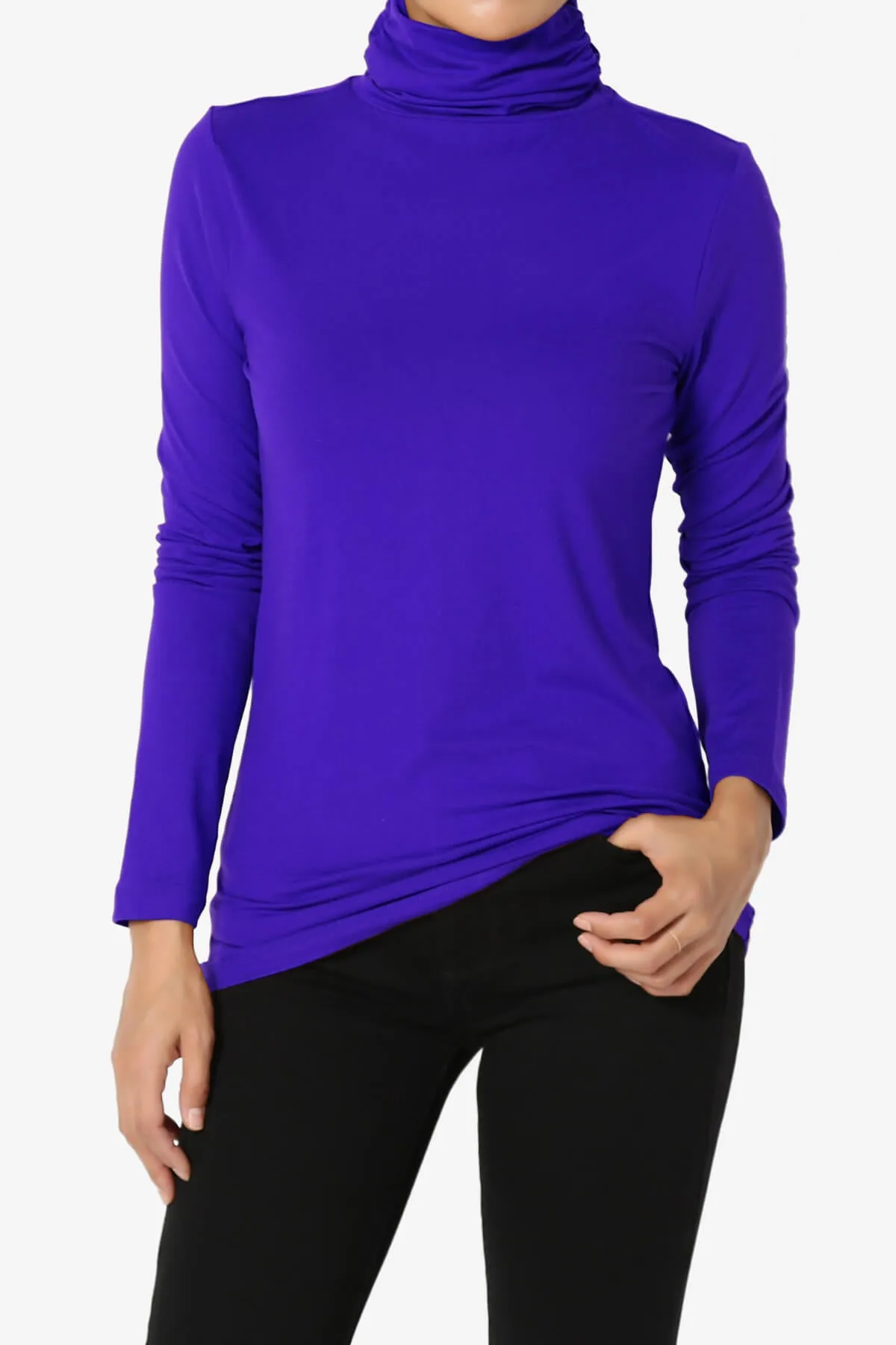 Viable Ruched Turtle Neck Long Sleeve Top