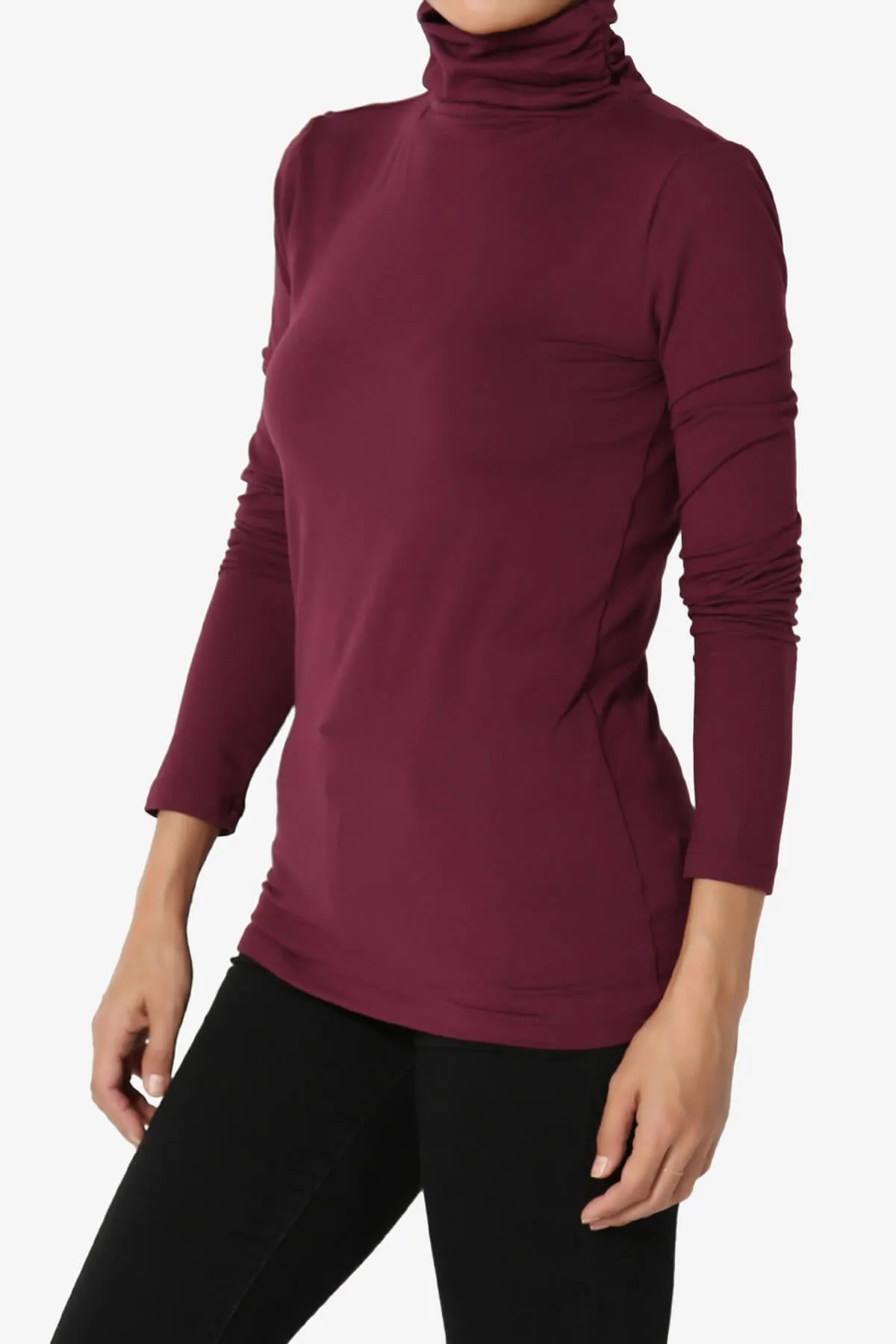 Viable Ruched Turtle Neck Long Sleeve Top