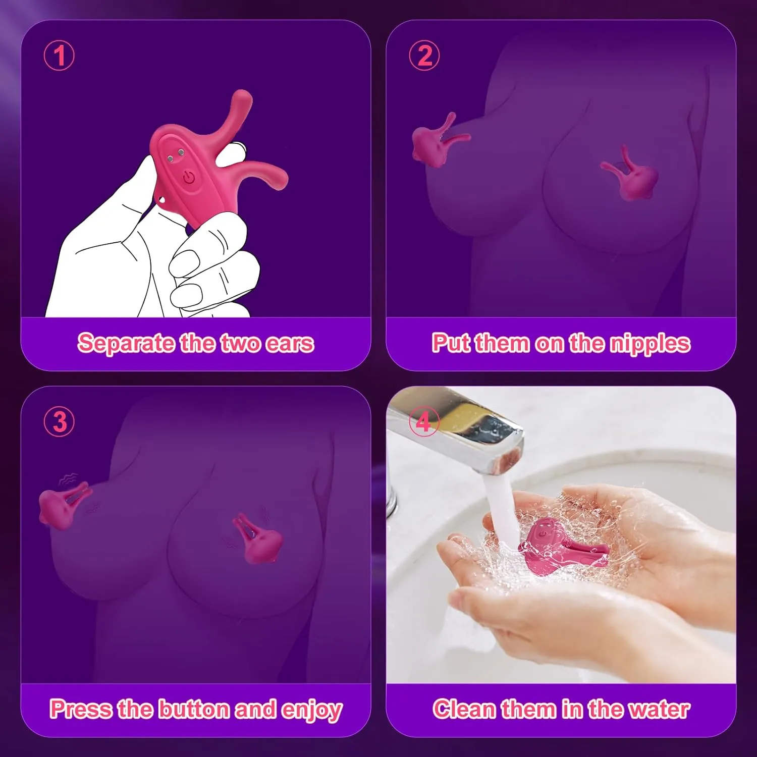 Vibrating Nipple Clamps Rabbit Vibrator with 9 Vibration Modes #SoloPublic #Free Gift