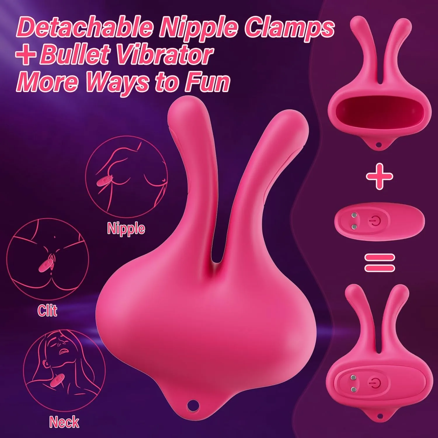 Vibrating Nipple Clamps Rabbit Vibrator with 9 Vibration Modes #SoloPublic #Free Gift