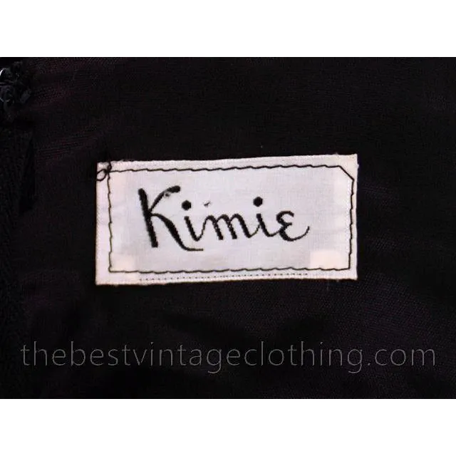 Vintage Black Silk Velvet Party Dress 1950s Kimie Gorgeous Applique 36-30-38