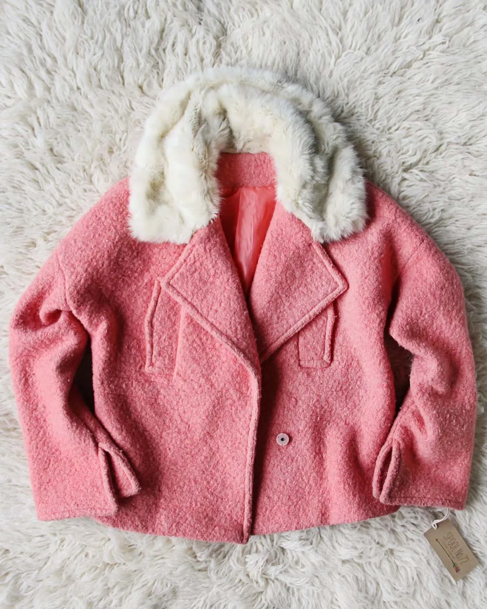 Vintage Pink   Fur Pea Coat