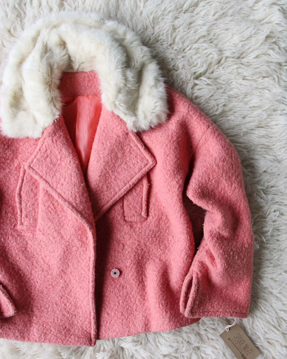 Vintage Pink   Fur Pea Coat