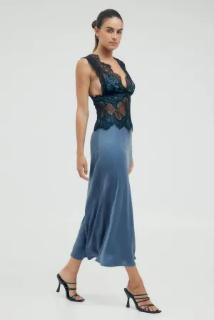 VISIONS LACE DEEP V MAXI DRESS | SAPPHIRE