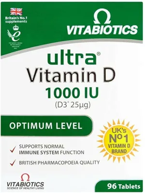 Vitamin D-enhanced version-96 Pixels No. 1 vitamin D, the best strength vitamin D Vitabiotics | Ultra Vitamin D 1000iu Tablets | 1 x 96s