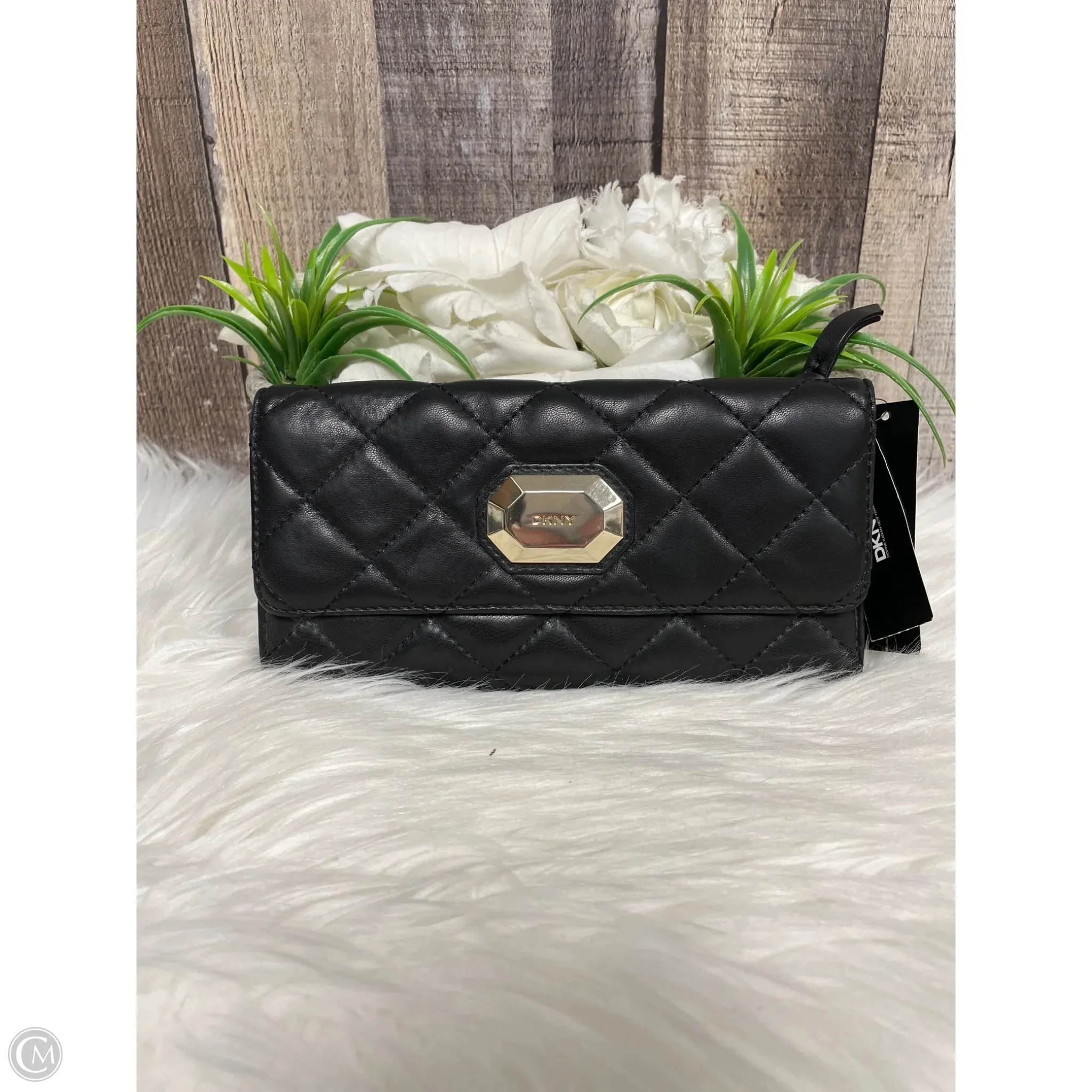 Wallet Leather By Dkny, Size: Medium