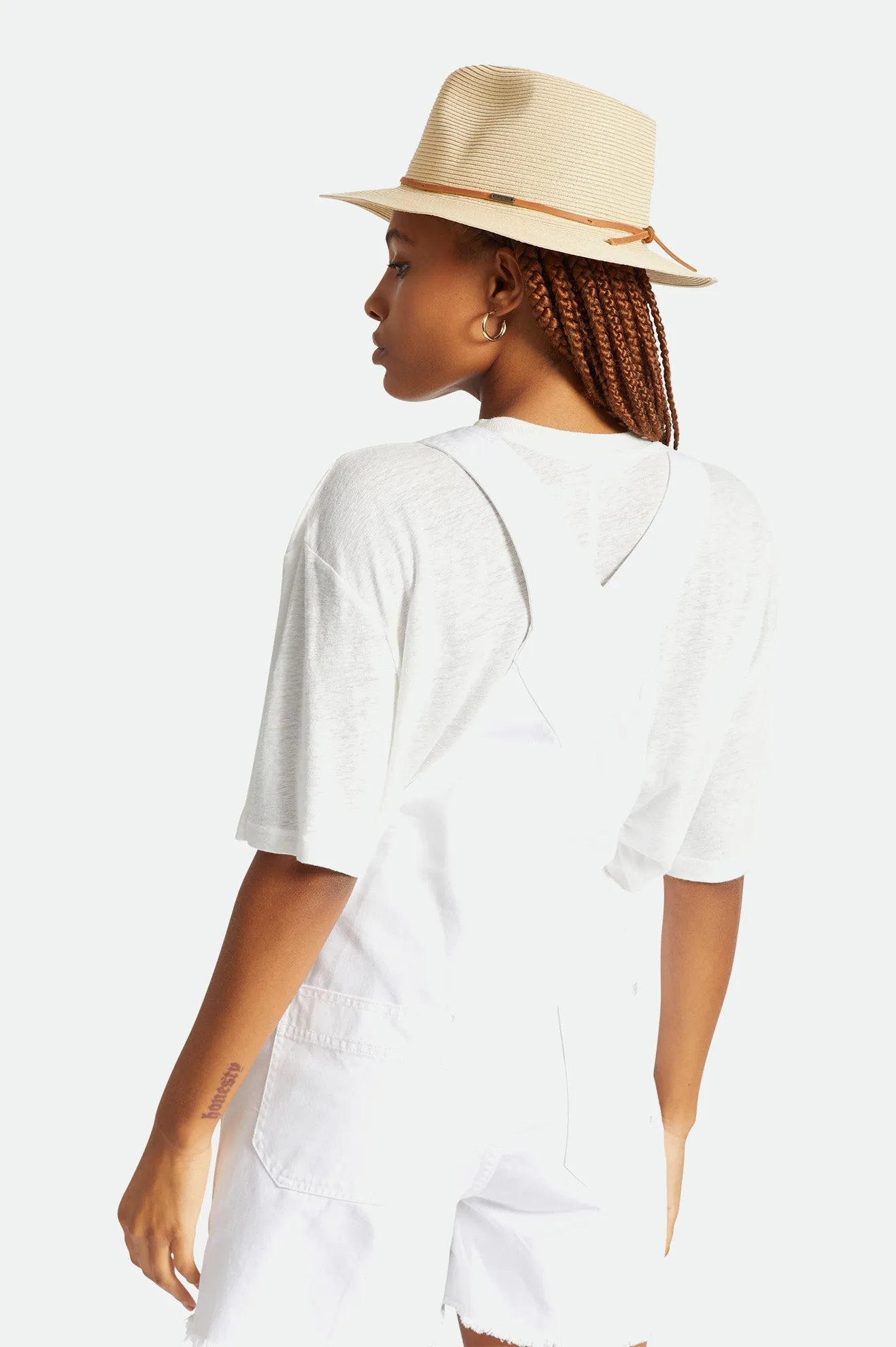 Wesley Straw Packable Fedora - Copper