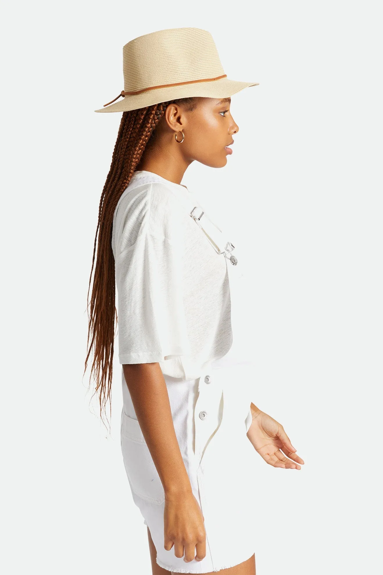 Wesley Straw Packable Fedora - Copper