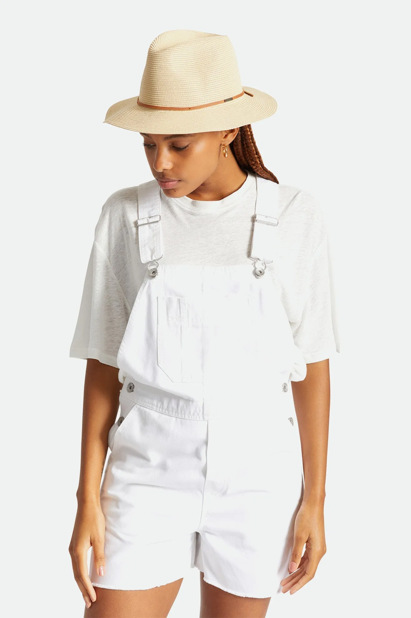 Wesley Straw Packable Fedora - Copper