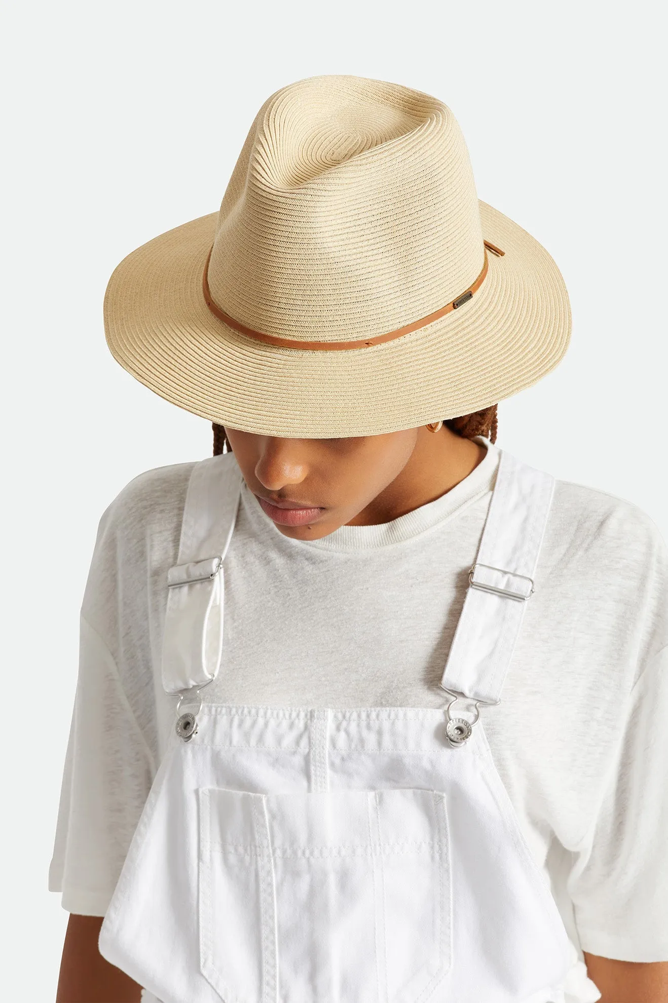 Wesley Straw Packable Fedora - Copper