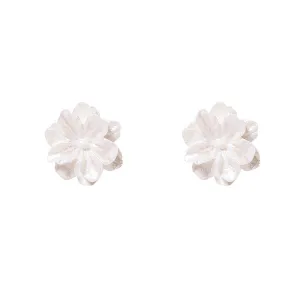 White Acrylic Flower Stud Earrings