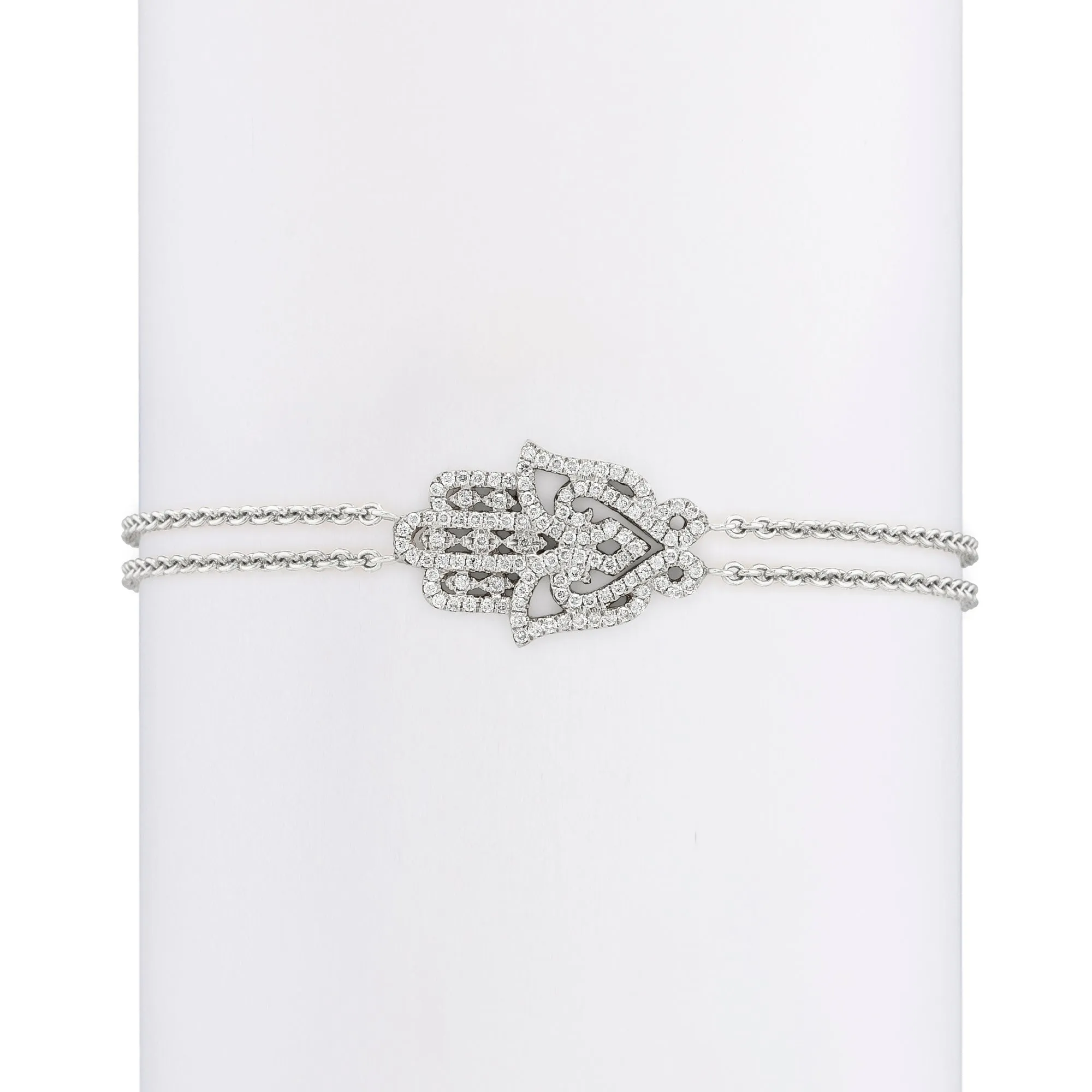 White Diamond Large Oriental Hamsa Bracelet