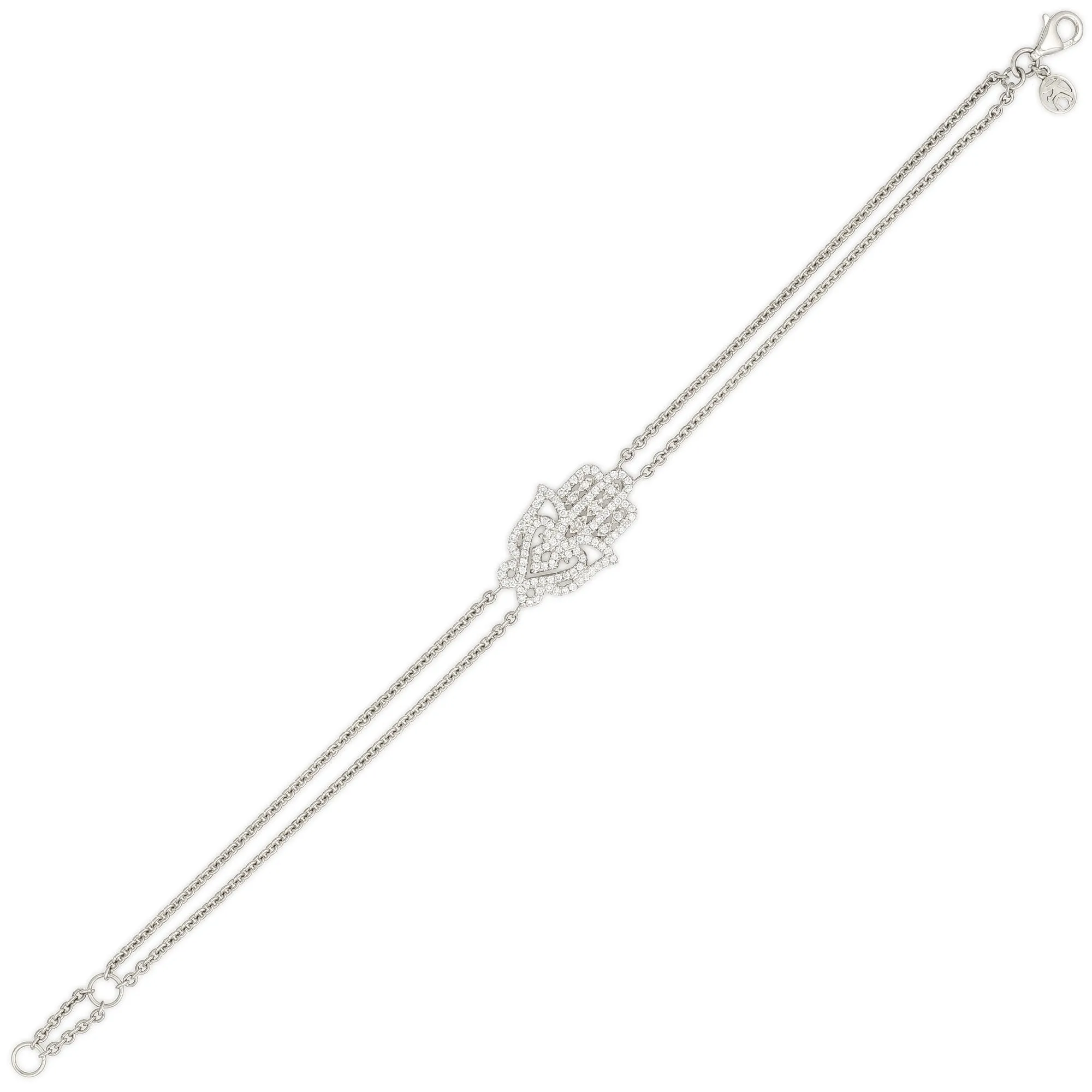 White Diamond Large Oriental Hamsa Bracelet