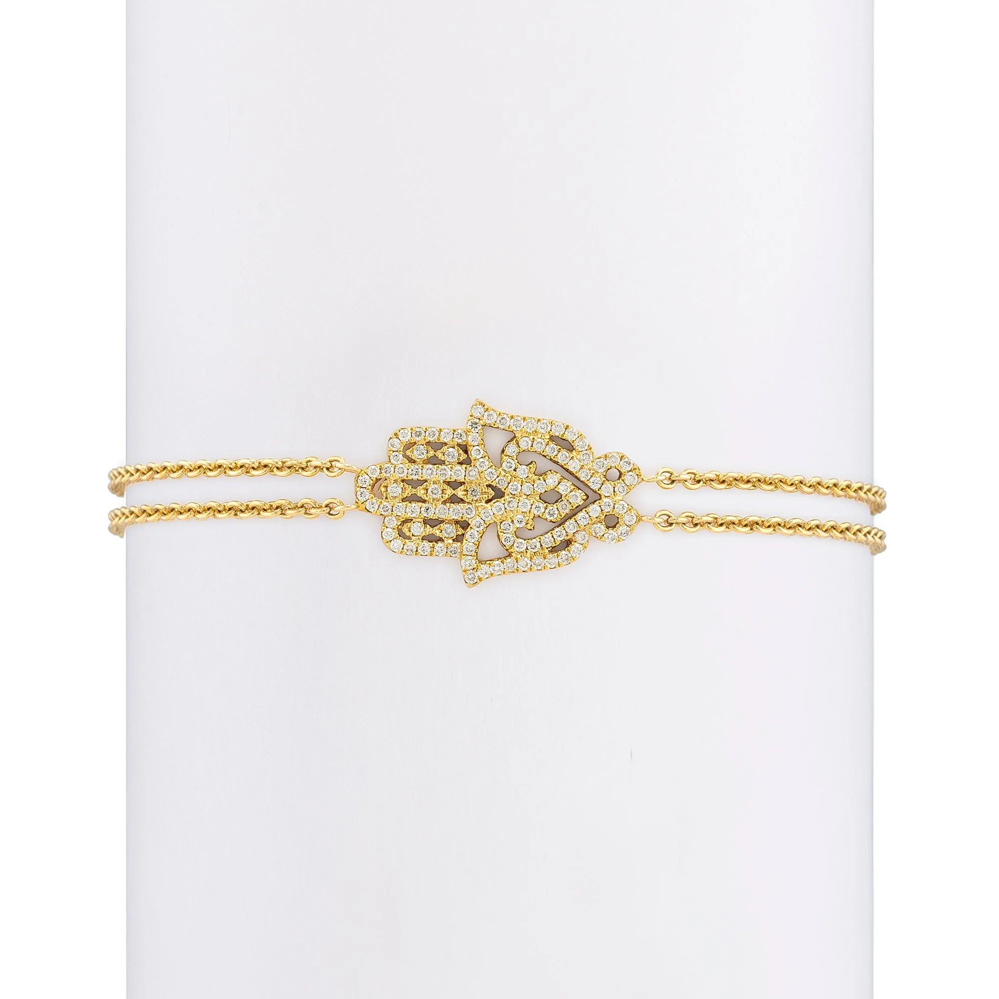 White Diamond Large Oriental Hamsa Bracelet