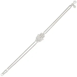 White Diamond Large Oriental Hamsa Bracelet