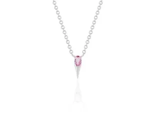 White Gold Pear-Shaped Pink Sapphire Necklace